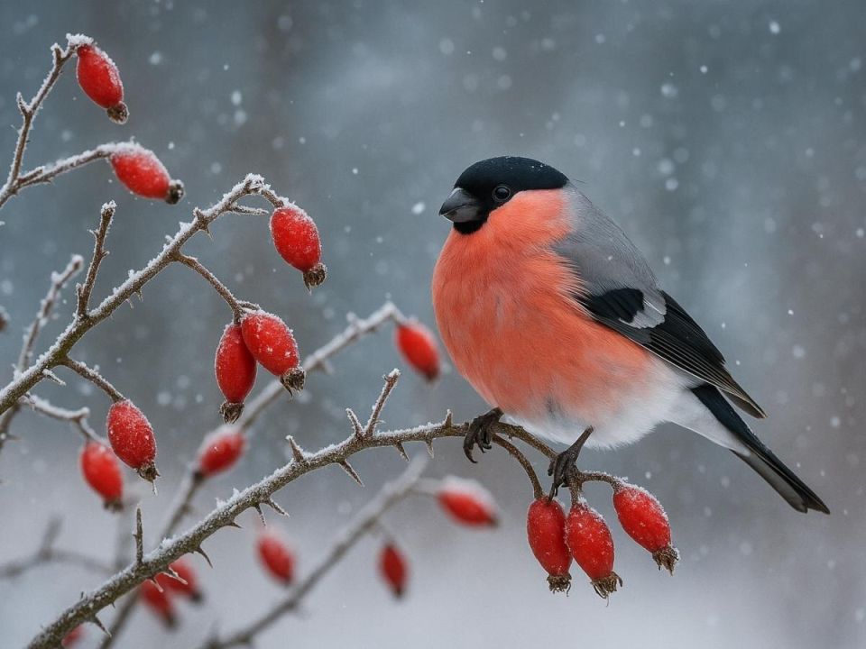 Плющ и другие растения создают зимний источник пищи для птиц