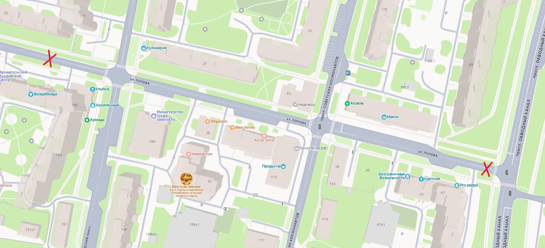 До 20.00 12 декабря перекрывается для движения транспорта улица Попова в районе дома № 26. Также до этого срока продлевается перекрытие ул. Попова в районе дома № 42