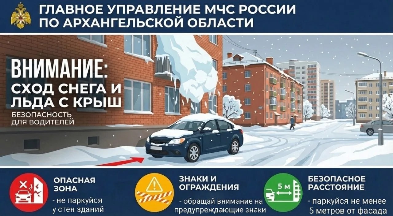 Внимание: сход снега и льда с крыш!