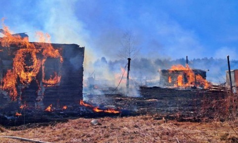 Крупный пожар в Виноградовском округе: сгорели 11 строений